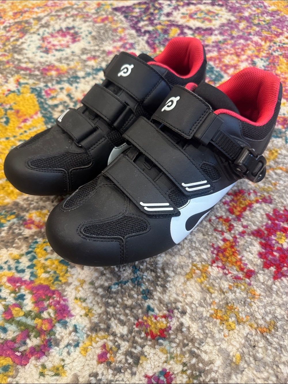 Peloton Cycling Shoes Black Red LOOK Delta Cleats (Size 42)